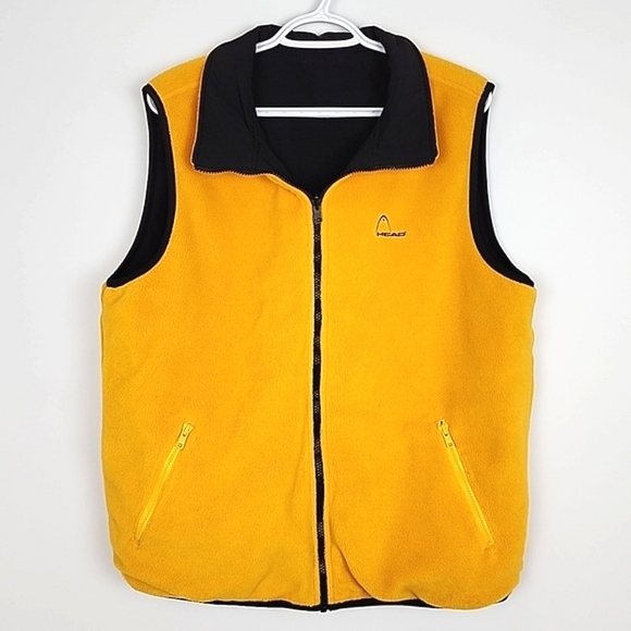 HEAD Women's Reversible Zip Up Vest Black  Yellow Fleece Pockets Size XL - Picture 5 of 14